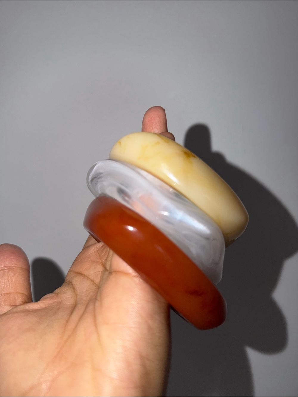 Women’s Stackable Resin Bangle Bracelet Set – Cream, Clear & Amber